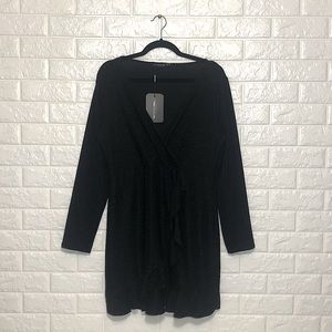 Sparkly Black Wrap Dress